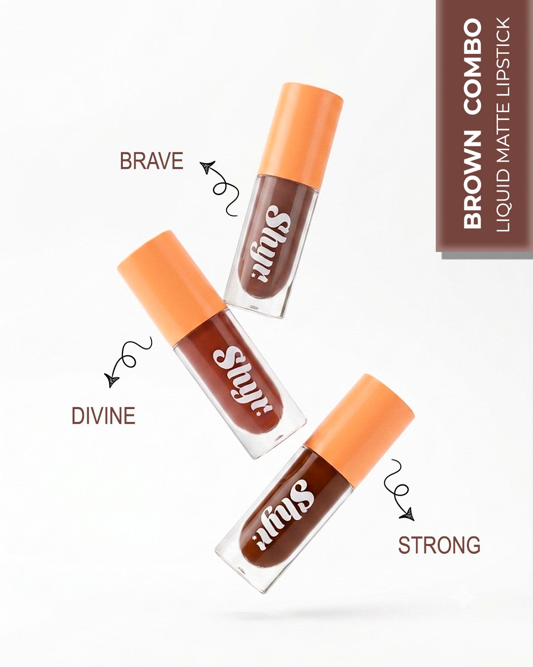 Shyr brown matte lipstick bundle with three shades