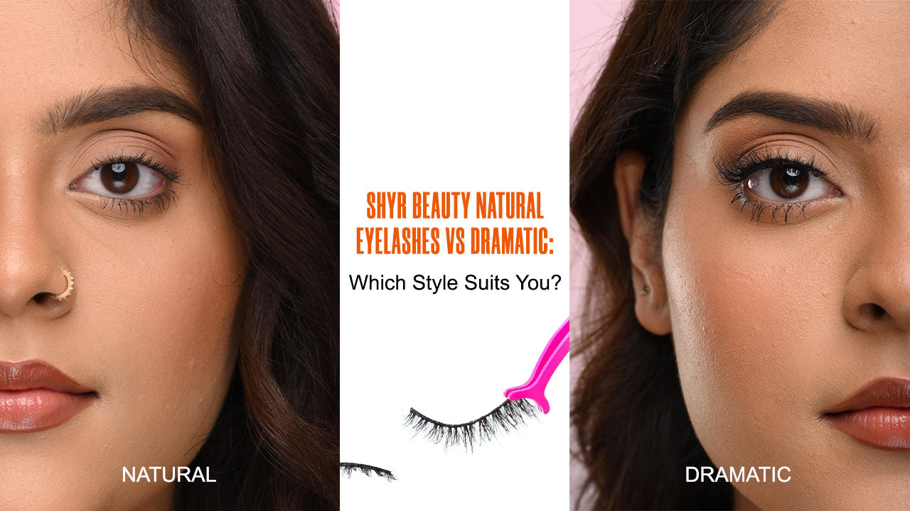 Natural eyelashes versus dramatic false lashes comparison