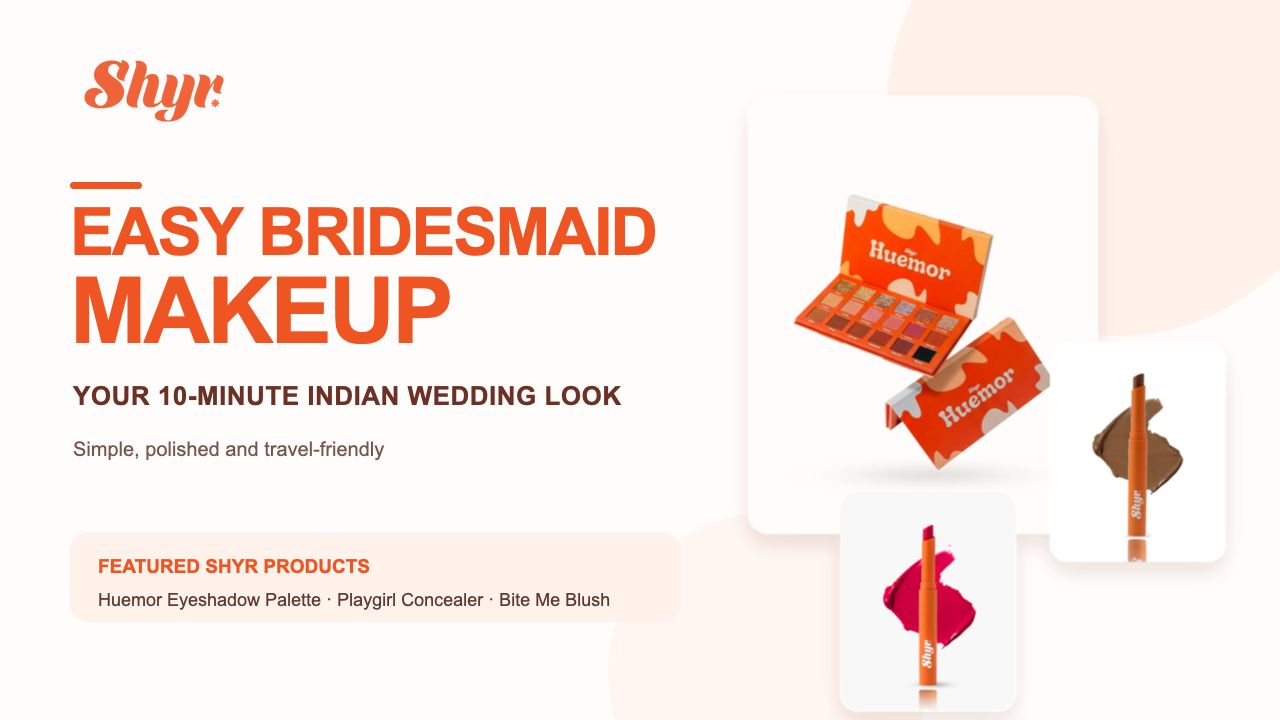Easy bridesmaid makeup tutorial featuring actual Shyr Huemor eyeshadow palette, Playgirl concealer and Bite Me blush