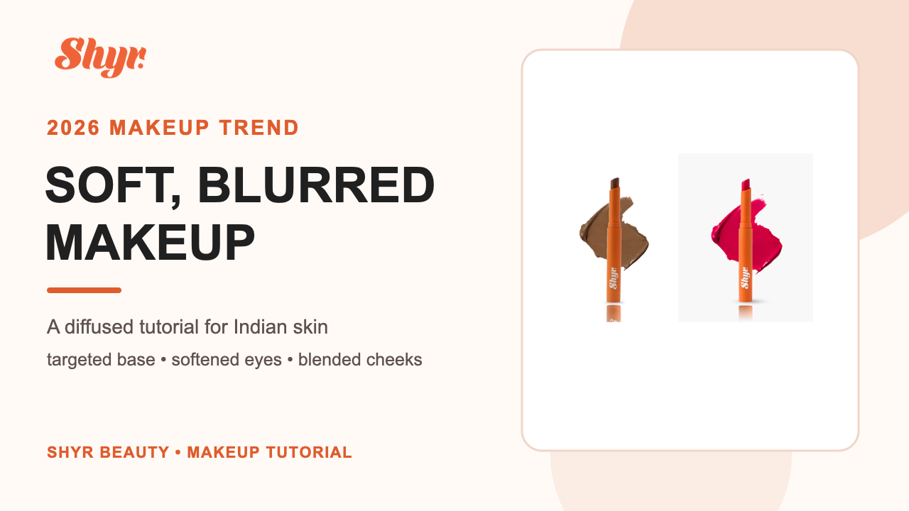 Actual Shyr FACE IT concealer and BITE ME blush sticks in soft blurred makeup tutorial banner