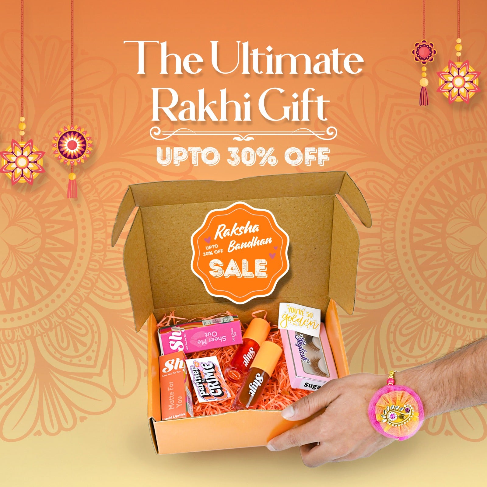 Buy Online Makeup Rakhi Gifts for Sisters🎁