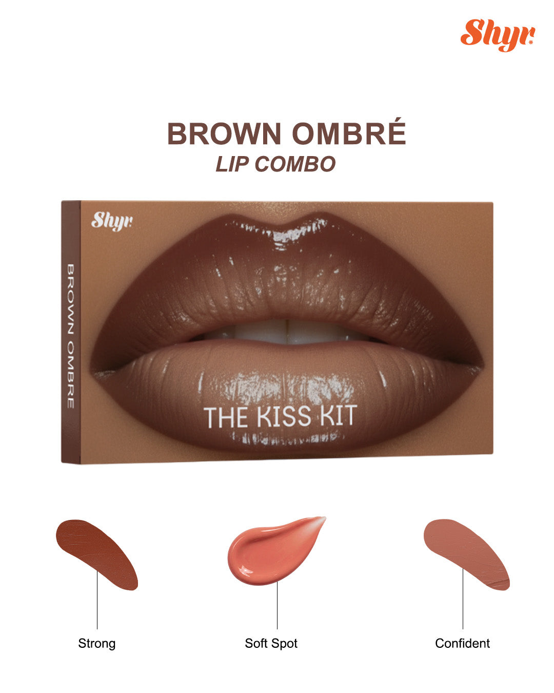 Brown Ombré Lip Kit – The Kiss Kit (Lipstick + Gloss Combo)