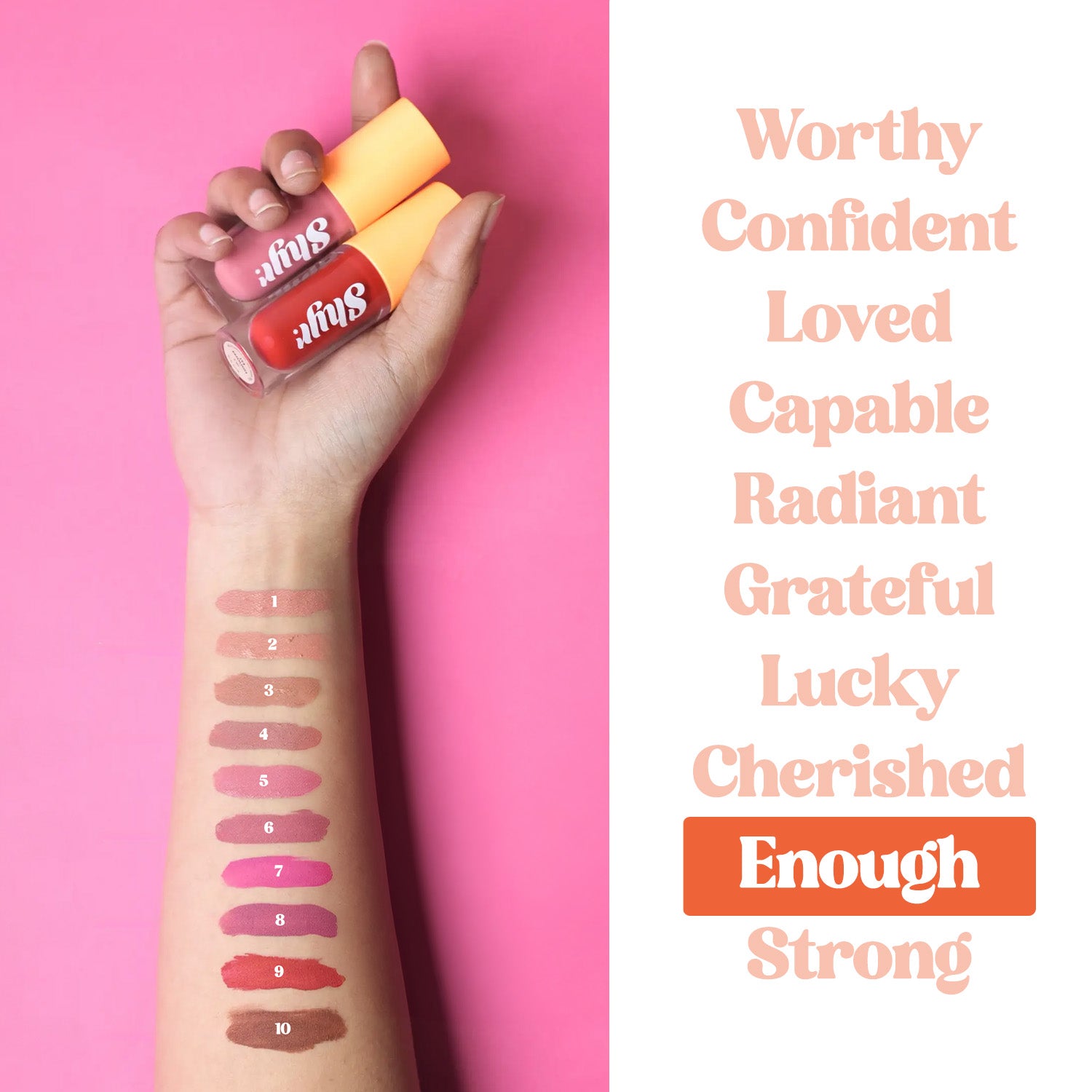 Enough Lipstick Swatches